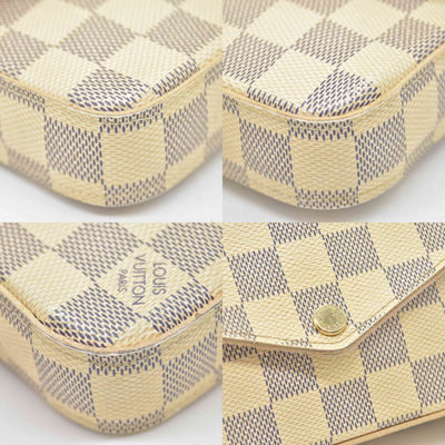 $1580 2017 Louis Vuitton Damier Azur Pochette Felicie Crossbody MI5107