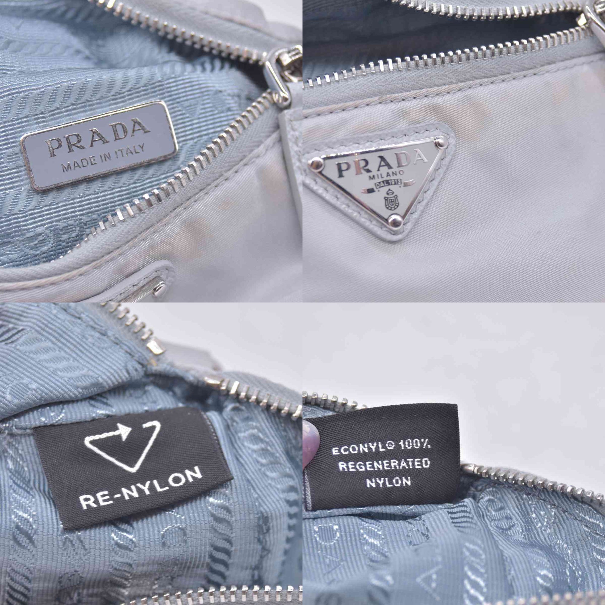 $925 Prada Triangle Plate Wrist Pouch Silver