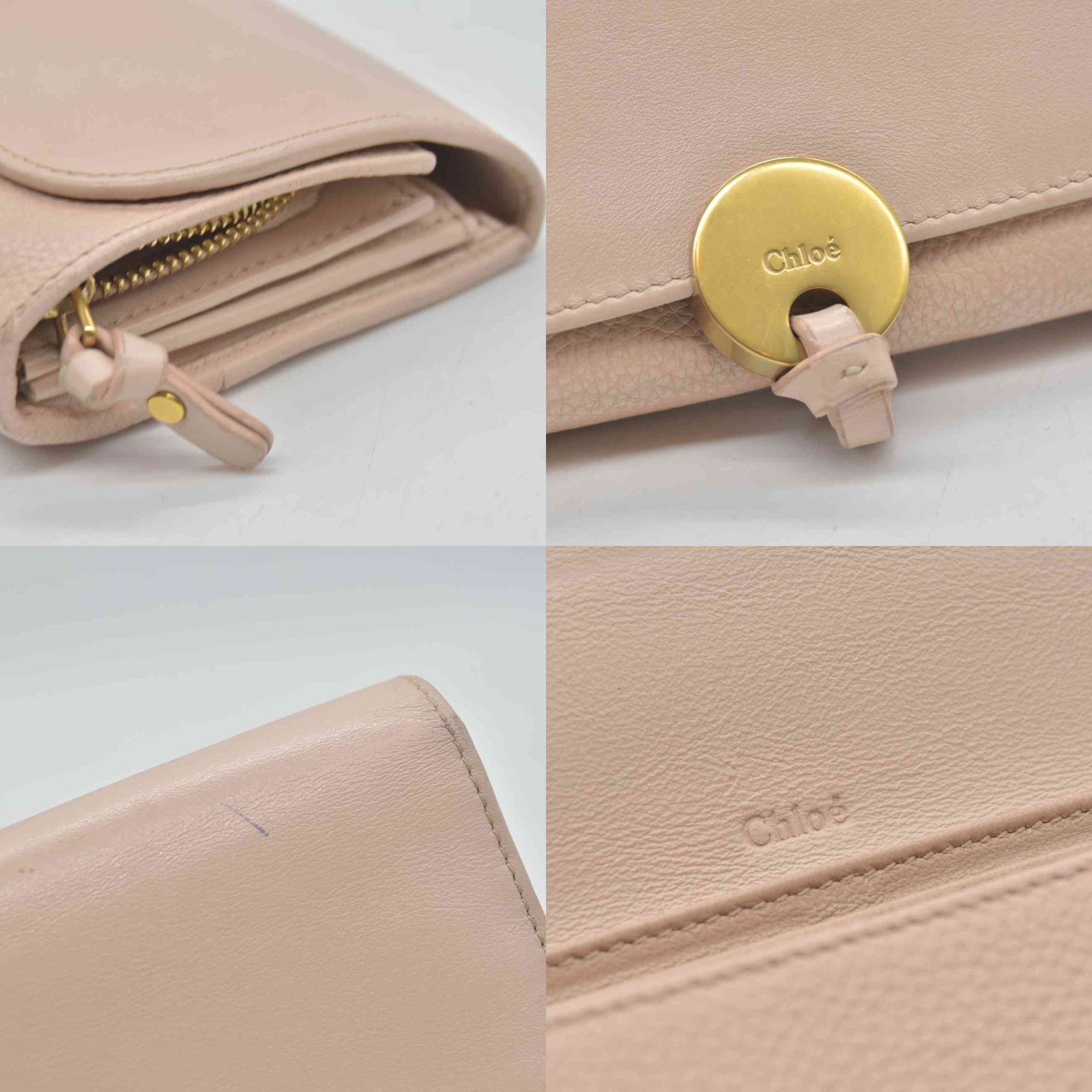 $525 2018 Chloe Indy Leather Long Bifold Wallet Purse Pink