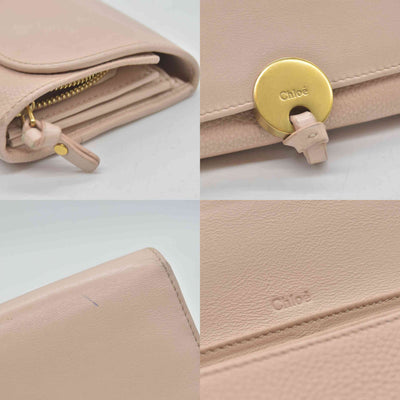 $525 2018 Chloe Indy Leather Long Bifold Wallet Purse Pink