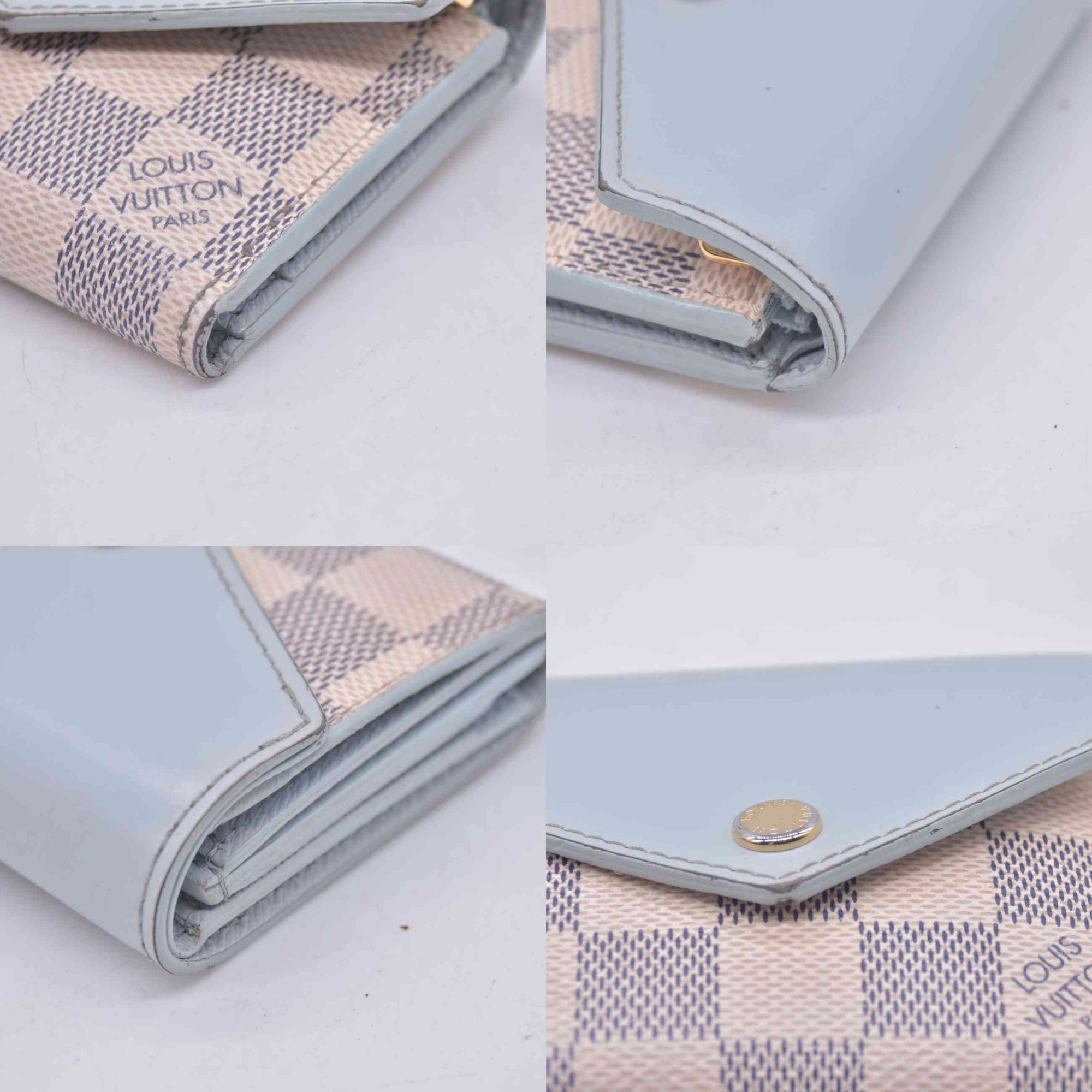 $570 2021 Louis Vuitton Damier Azur Zoe Wallet Olympe MI0261