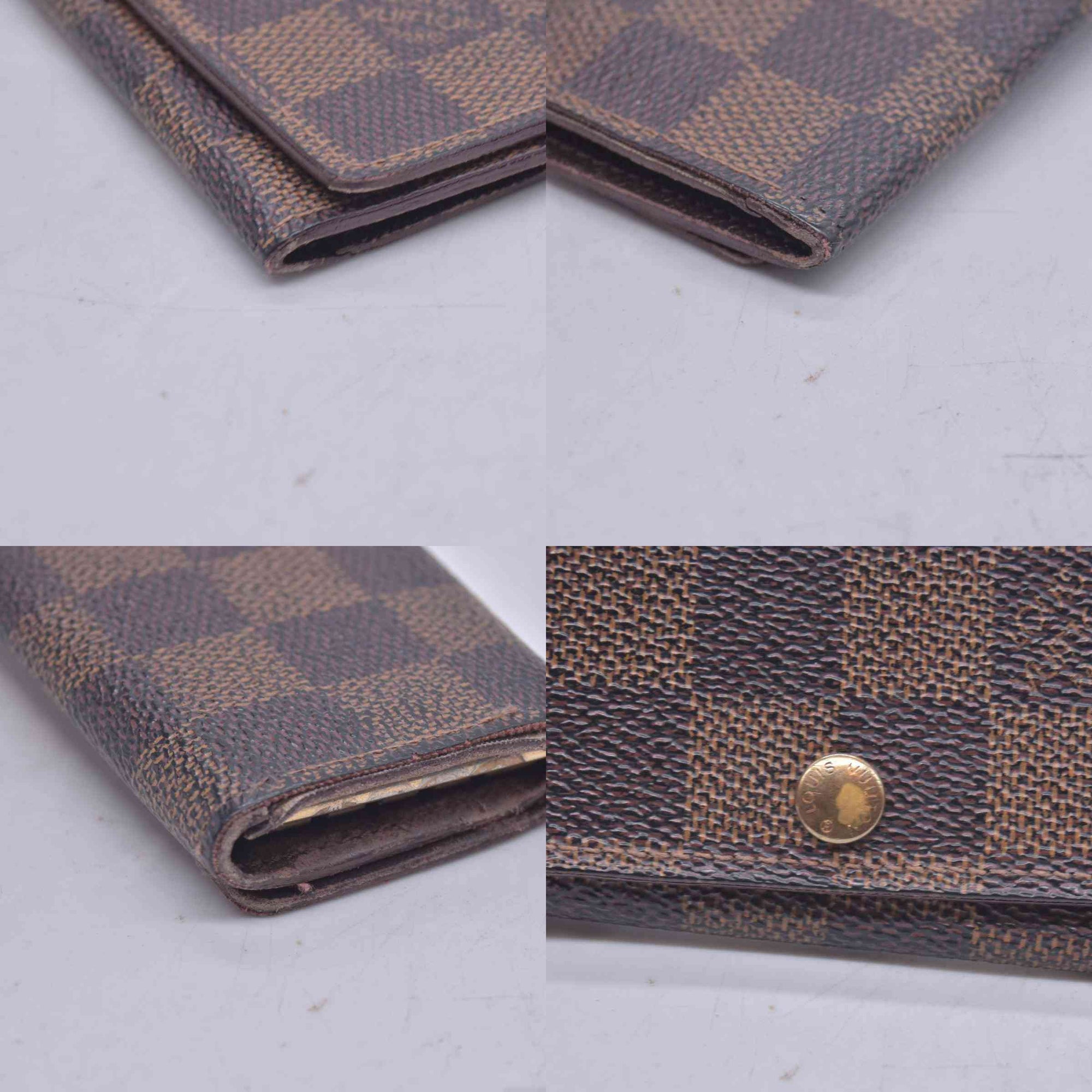 $345 LOUIS VUITTON Damier Ebene 4 Key Holder Brown CONSIGNMENT 10021597