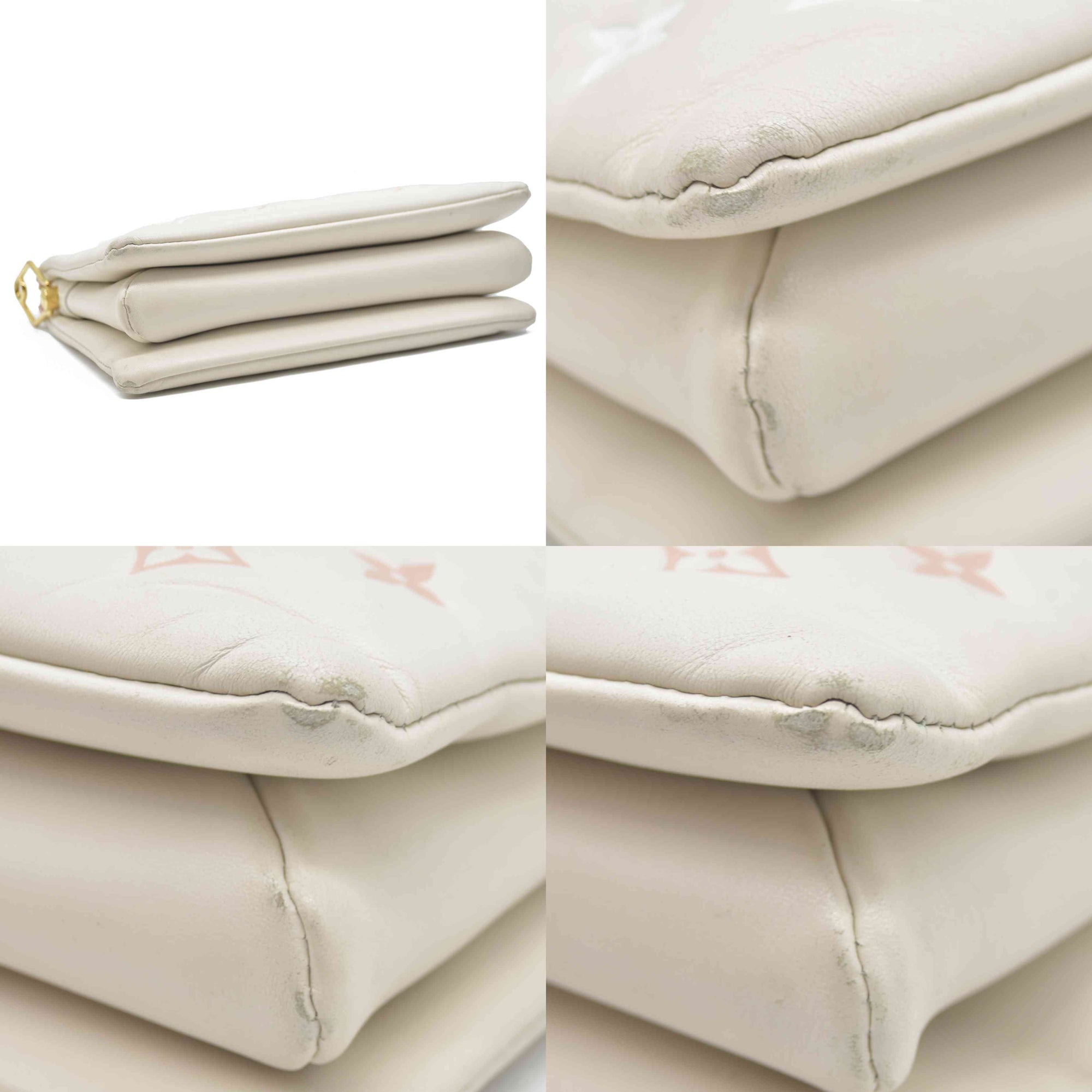 $5100 Louis Vuitton Lambskin Embossed Monogram Coussin PM Natural Creme 2023