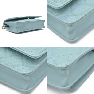 $3100 Chanel Caviar Quilted CC Filigree Wallet On Chain WOC Blue