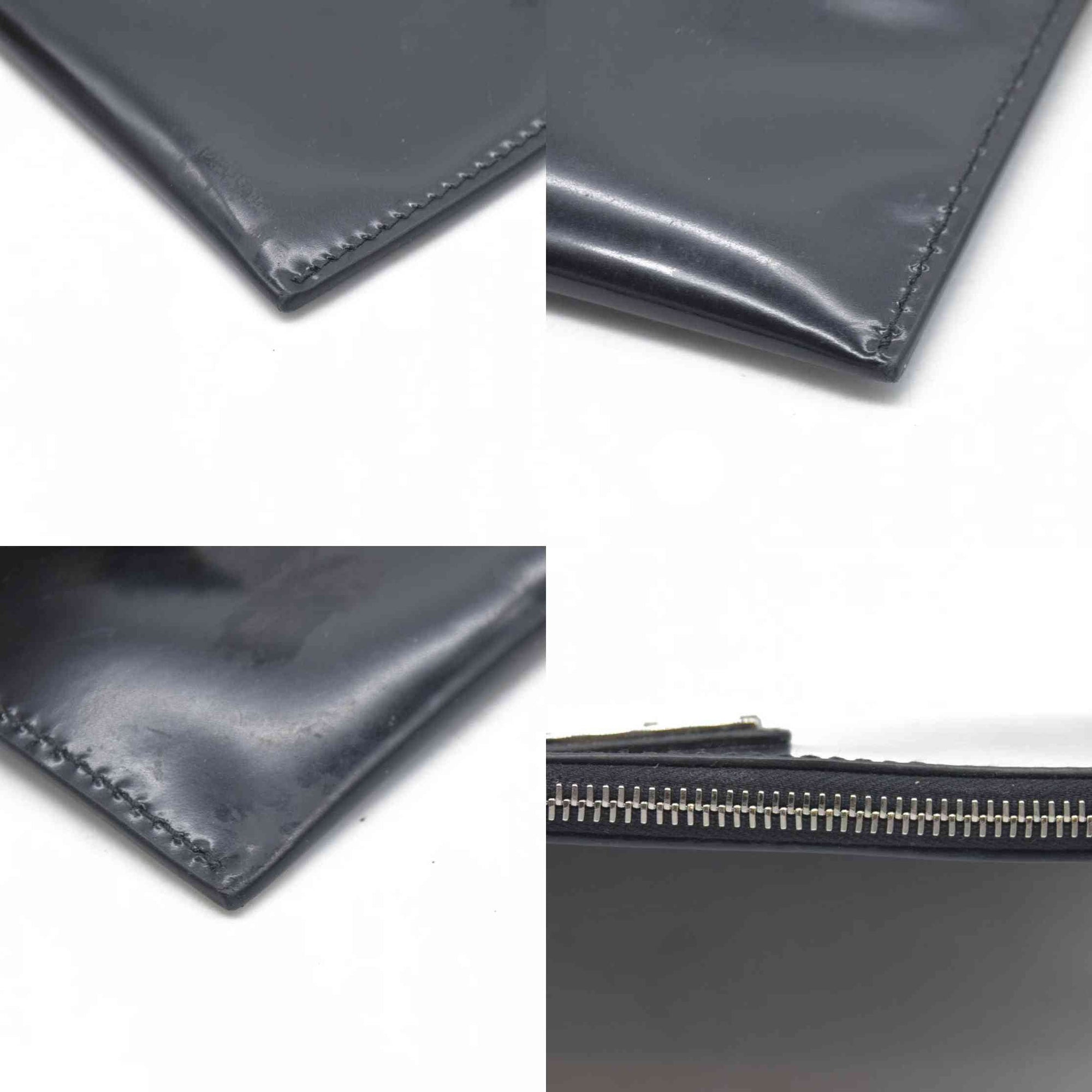 $600 Prada Enameled Metal Zipper Pouch