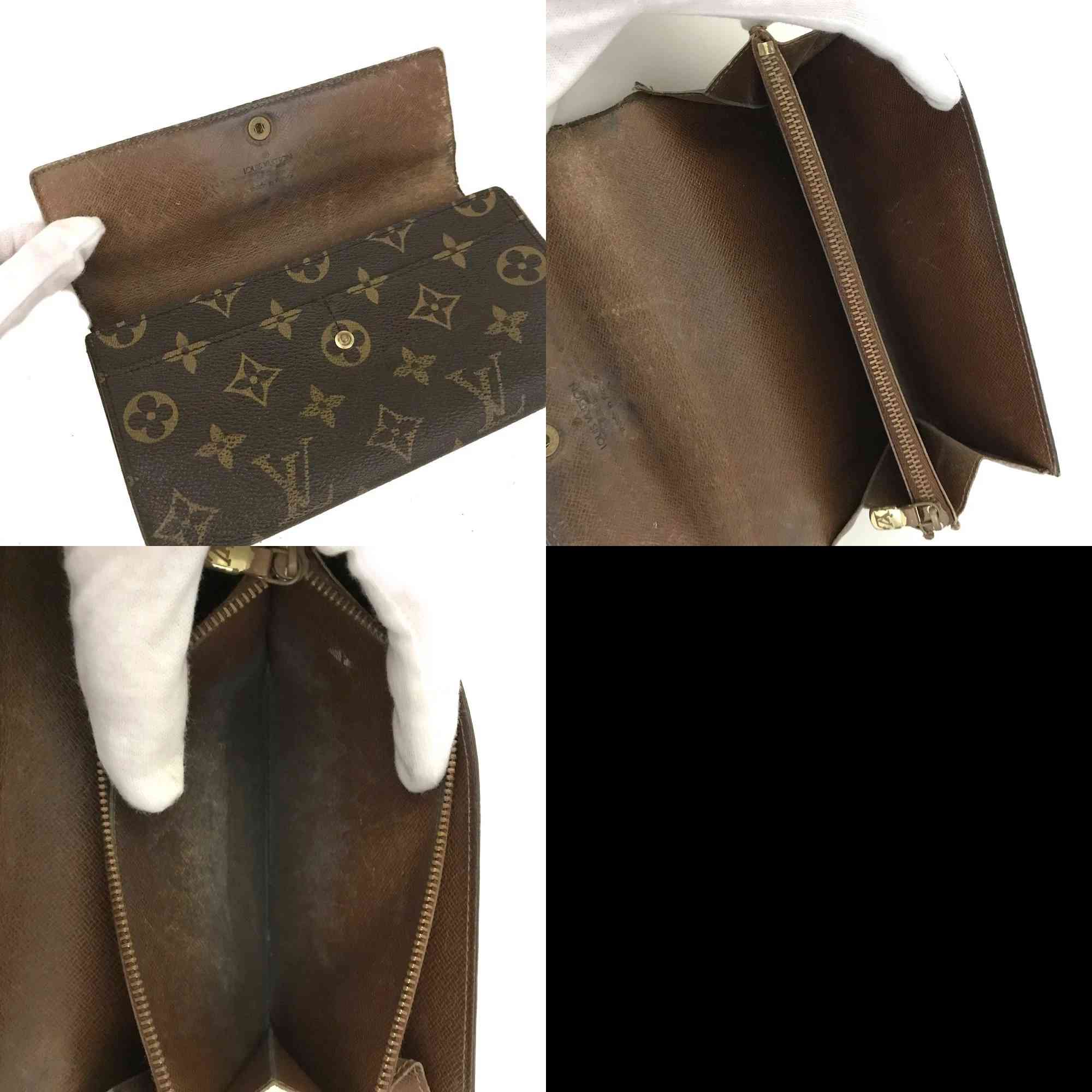 Louis Vuitton Monogram Portefeiulle Sarah Long Bifold Wallet Brown TH0926