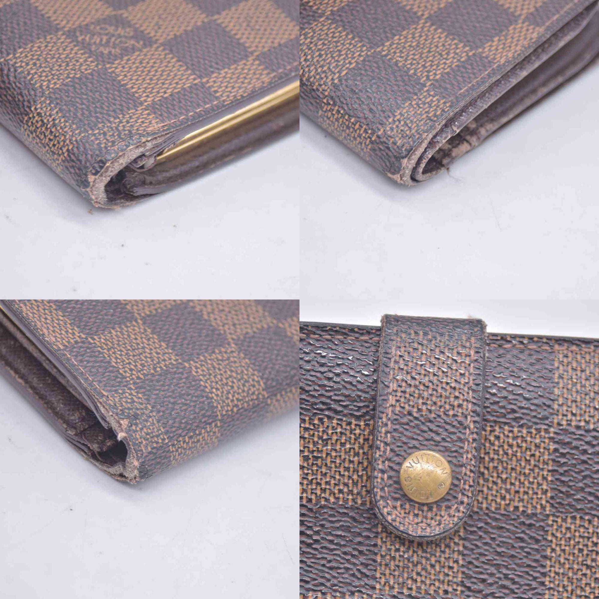 $750 2003 Louis Vuitton Damier Ebene Kisslock French Wallet MI1003 CONSIGNMENT