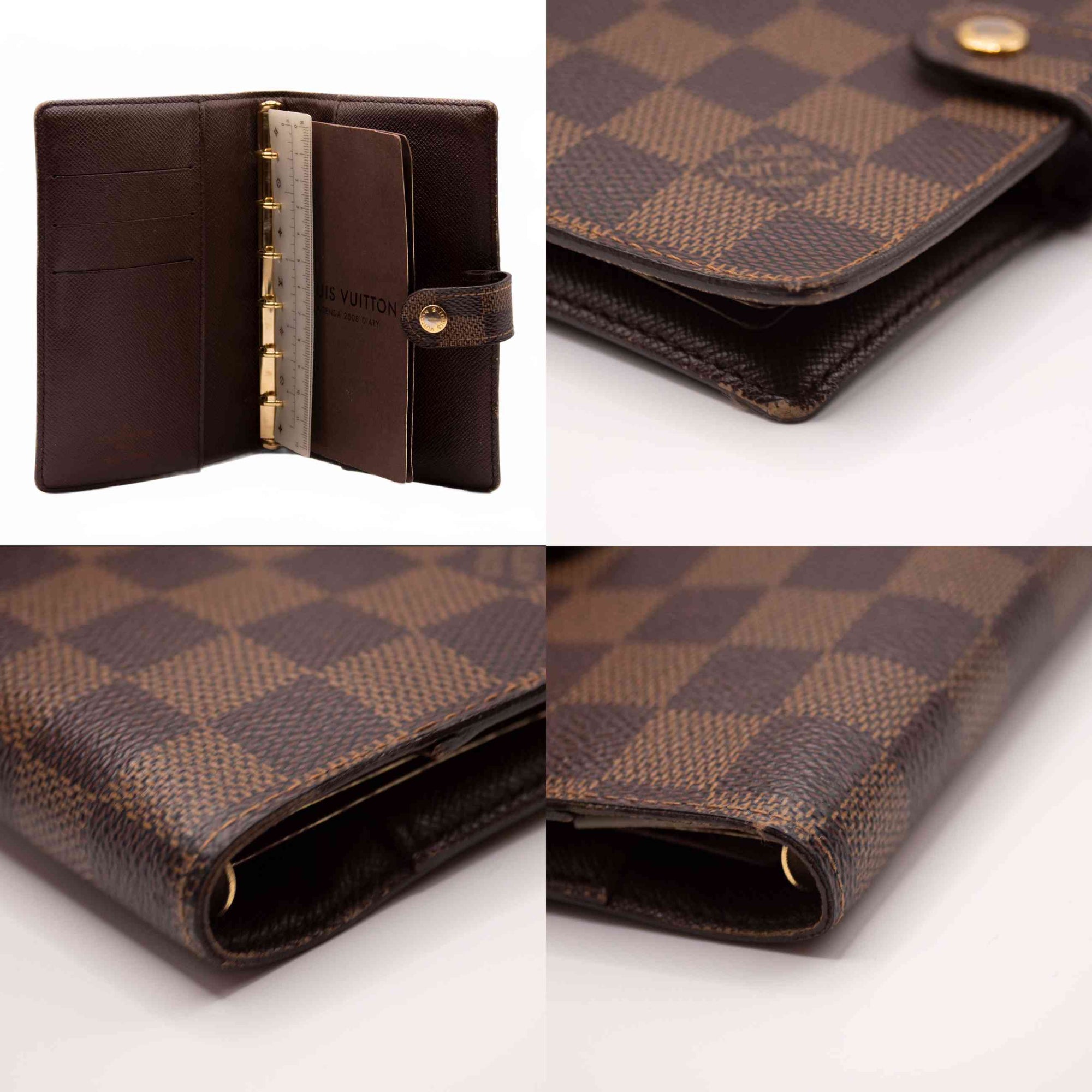 $505 2007 Louis Vuitton Damier Agenda PM Notebook Cover Brown CA0057