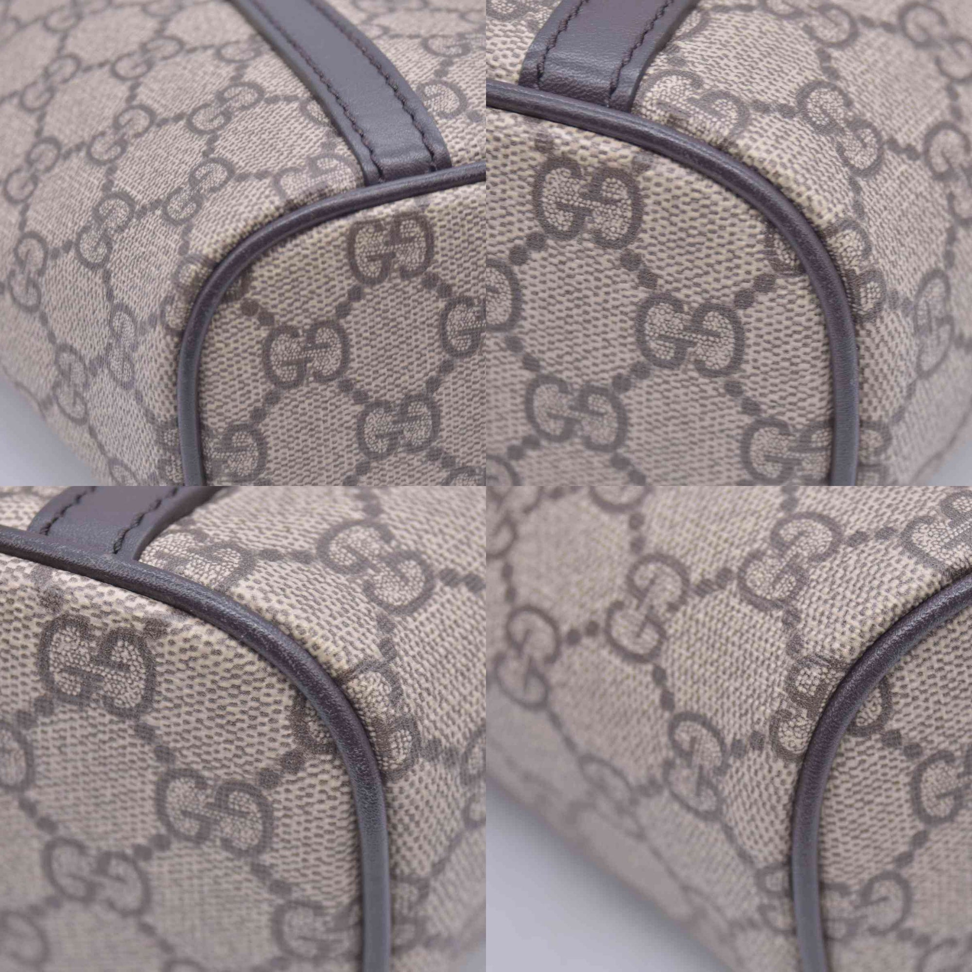 $1350 Gucci GG Supreme Monogram Medium Zippered Tote Dark Brown CONSIGNMENT 10021244