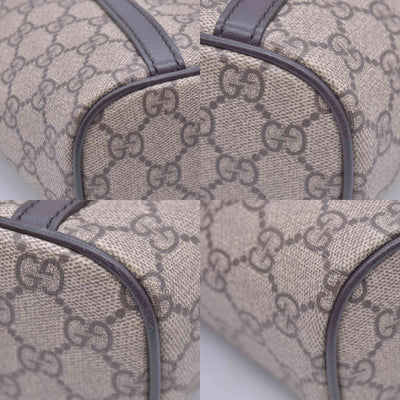 $1350 Gucci GG Supreme Monogram Medium Zippered Tote Dark Brown CONSIGNMENT 10021244