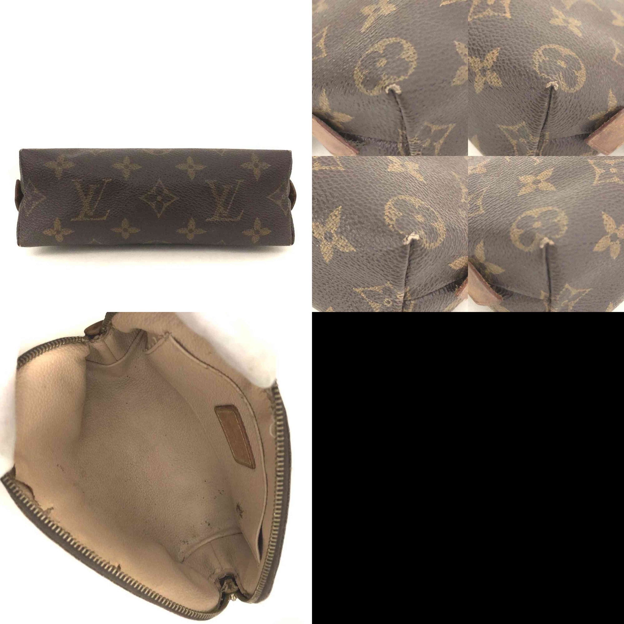 $600 2003 Louis Vuitton Monogram Pochette Cosmetics Pouch Brown CA0093