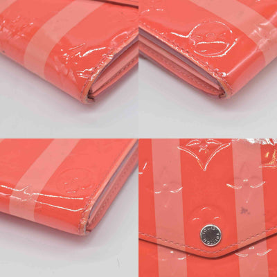 $880 Louis Vuitton LOUIS VUITTON Sarah Bi-fold Long Wallet Leather Vernis Pink Poppy Petal