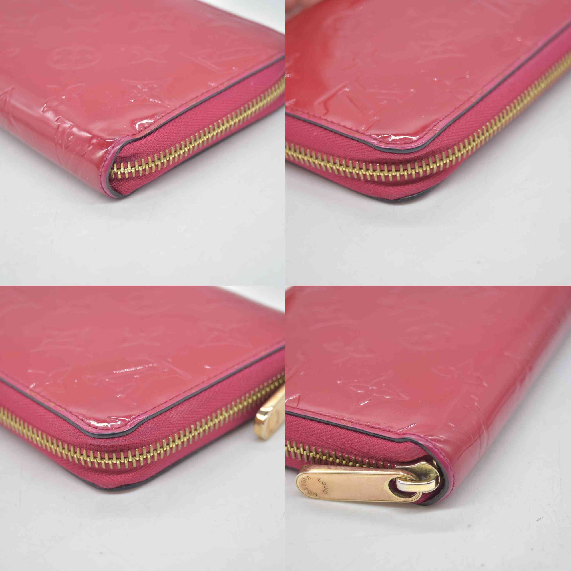 $970 2014 Louis Vuitton Vernis Zippy Wallet Red CA2184 CONSIGNMENT