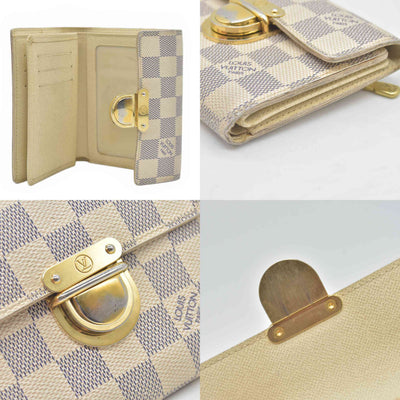 Louis Vuitton Damier Azur Porte Feiulle Koala Trifold Wallet White TH4059