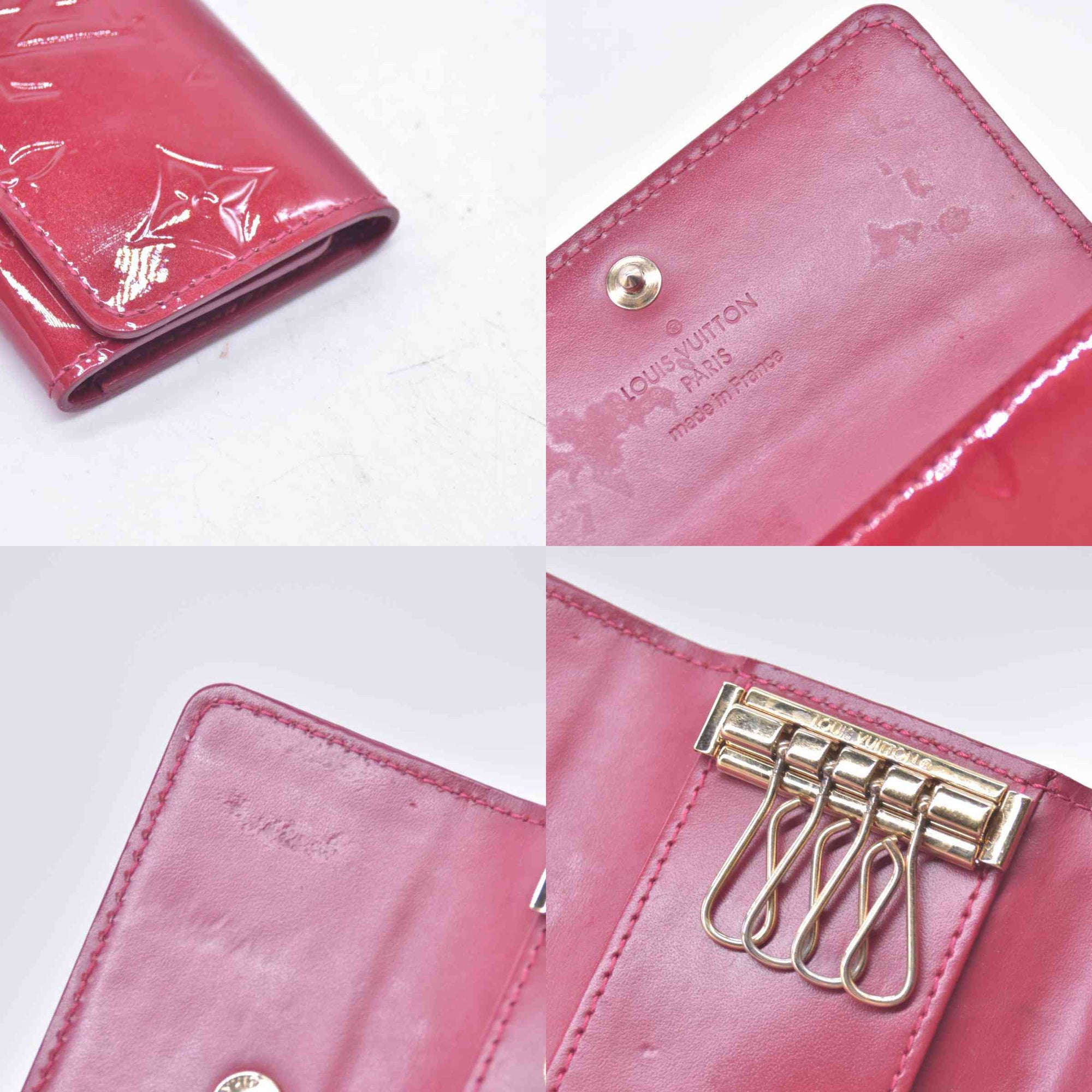 $290 2010 LOUIS VUITTON Vernis Patent Leather 4 Key Holder Red TS0120 CONSIGNMENT 10021451