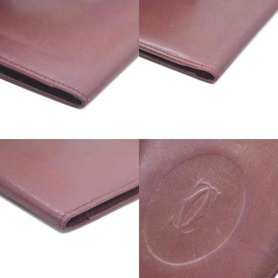 Must de Cartier Leather Bifold Long Wallet Bordeaux