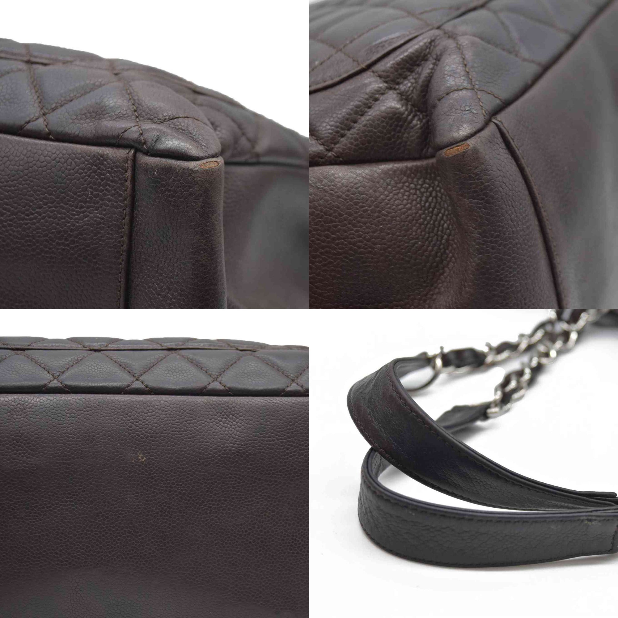 AUCTION $2900 Chanel  Caviar Quilted Grand Shopping Tote GST Brown Silver Hardware 2009