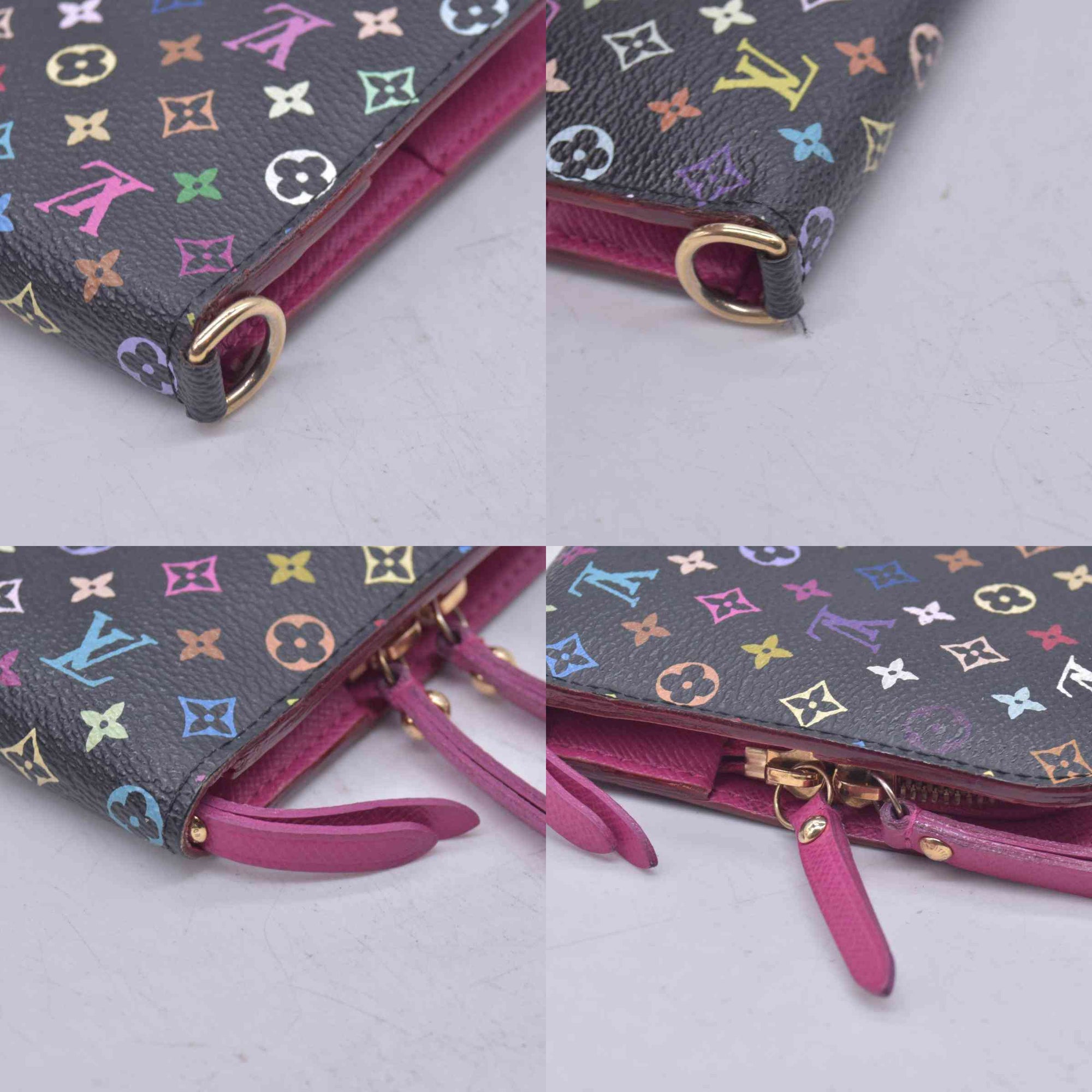 $829 LOUIS VUITTON Monogram Multicolore Insolite Wallet Black / Grenade Pink CONSIGNMENT 10021558