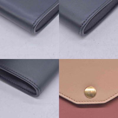 $1200 CELINE Smooth Calfskin Tri-Color Envelope Flap Wallet on Chain Navy Beige Pink CONSIGNMENT 10021559