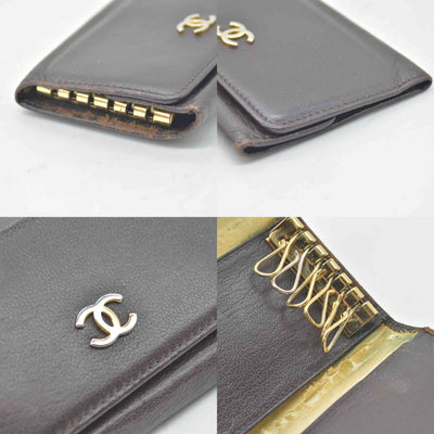 CHANEL COCO Mark Leather Key Case Key Holder Brown