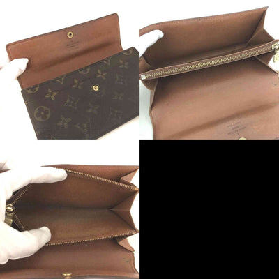 $725 1997 Louis Vuitton Monogram Portefeiulle Sarah Long Bifold Wallet Brown CA0917
