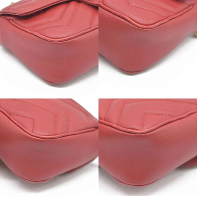 $1550 Gucci Leather Marmont Super Mini Red
