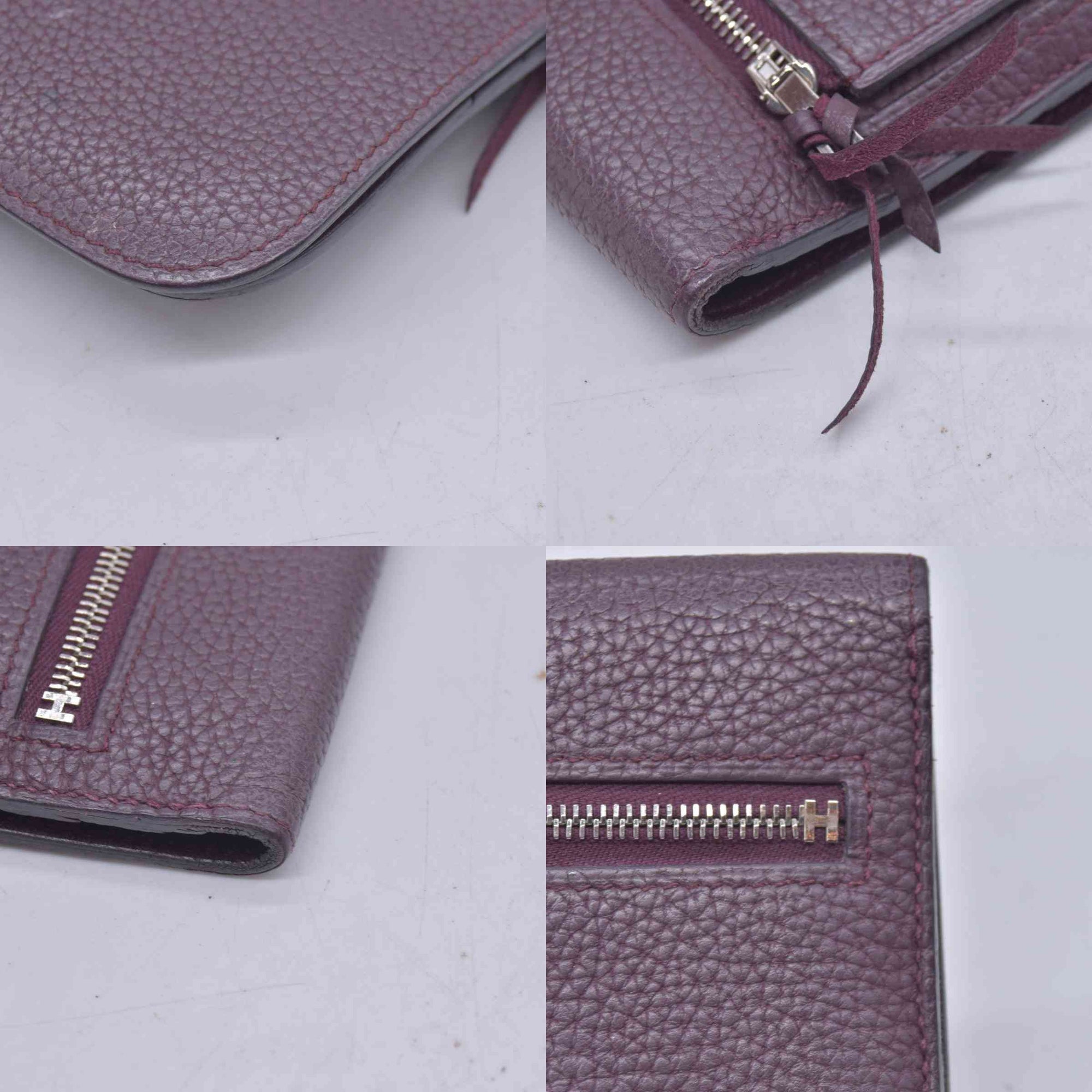 $2150 HERMÈS Veau Togo Dogon Recto Verso Wallet Raisin Plum CONSIGNMENT 10021565