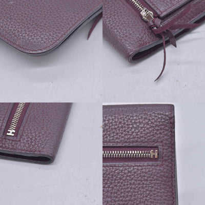 $2150 HERMÈS Veau Togo Dogon Recto Verso Wallet Raisin Plum CONSIGNMENT 10021565