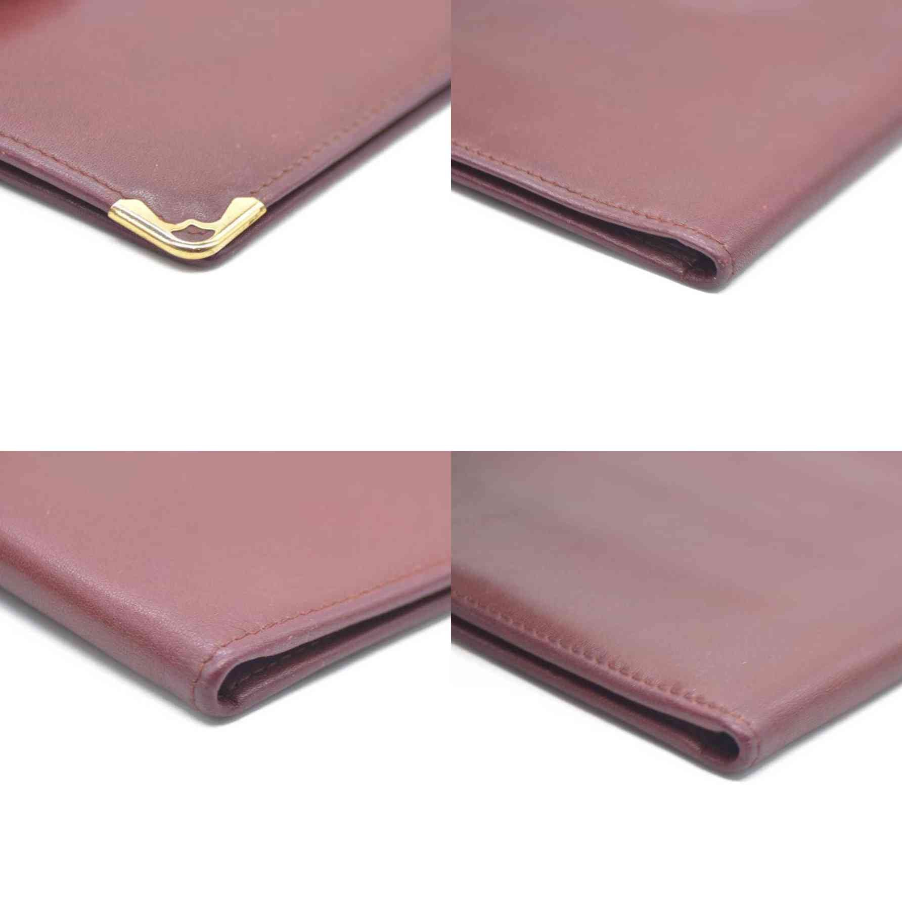 Must de Cartier Leather Long Bifold Wallet Bordeaux