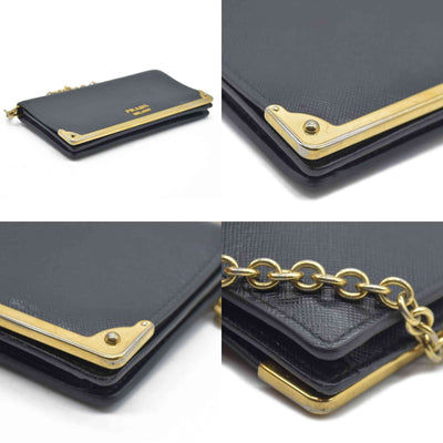 AUCTION $1450 Prada Saffiano Mini Cahier Crossbody Bag Black