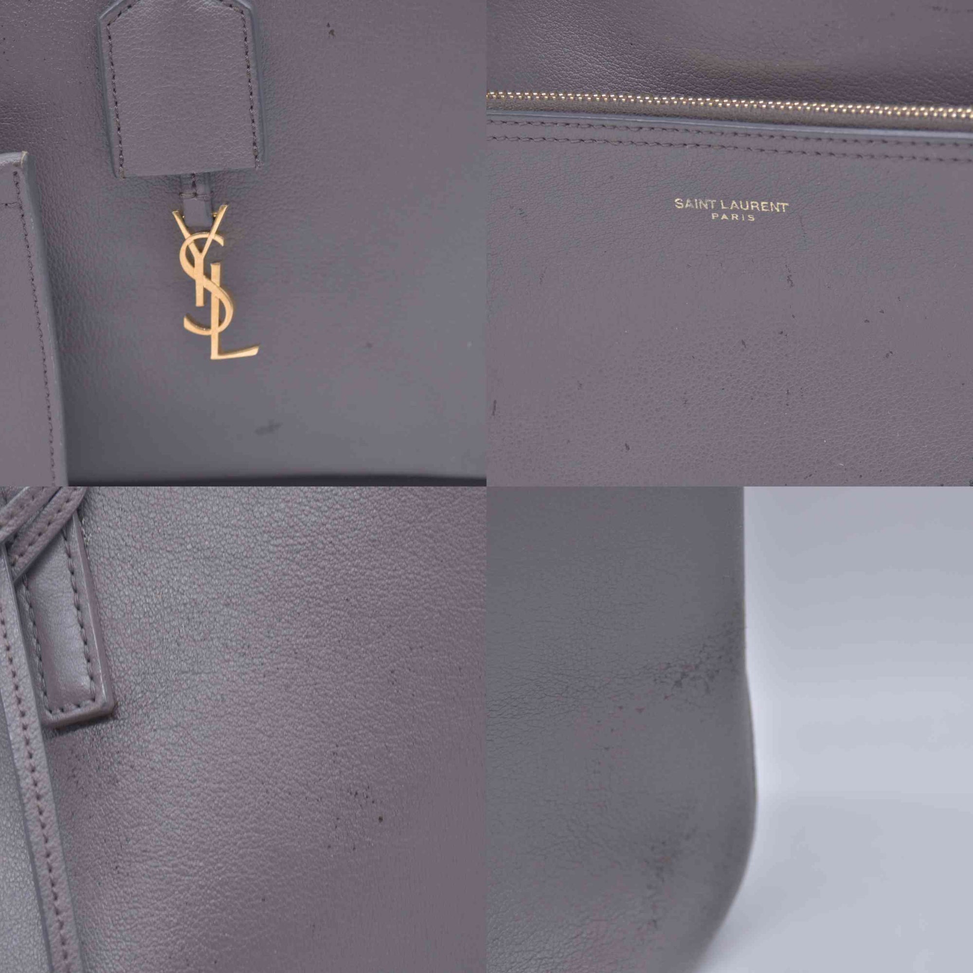 $1650 2018 SAINT LAURENT Calfskin Shopping East West YSL Tote Grey