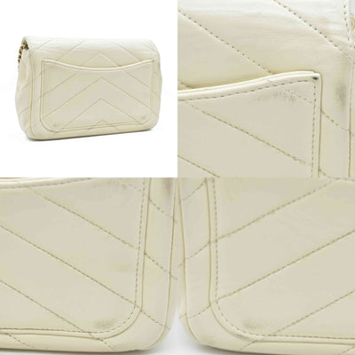 2016 $3400 Chanel Ivory Chevron Quilted Leather Paris-Seoul Coco Envelope Small Crossbody Bag
