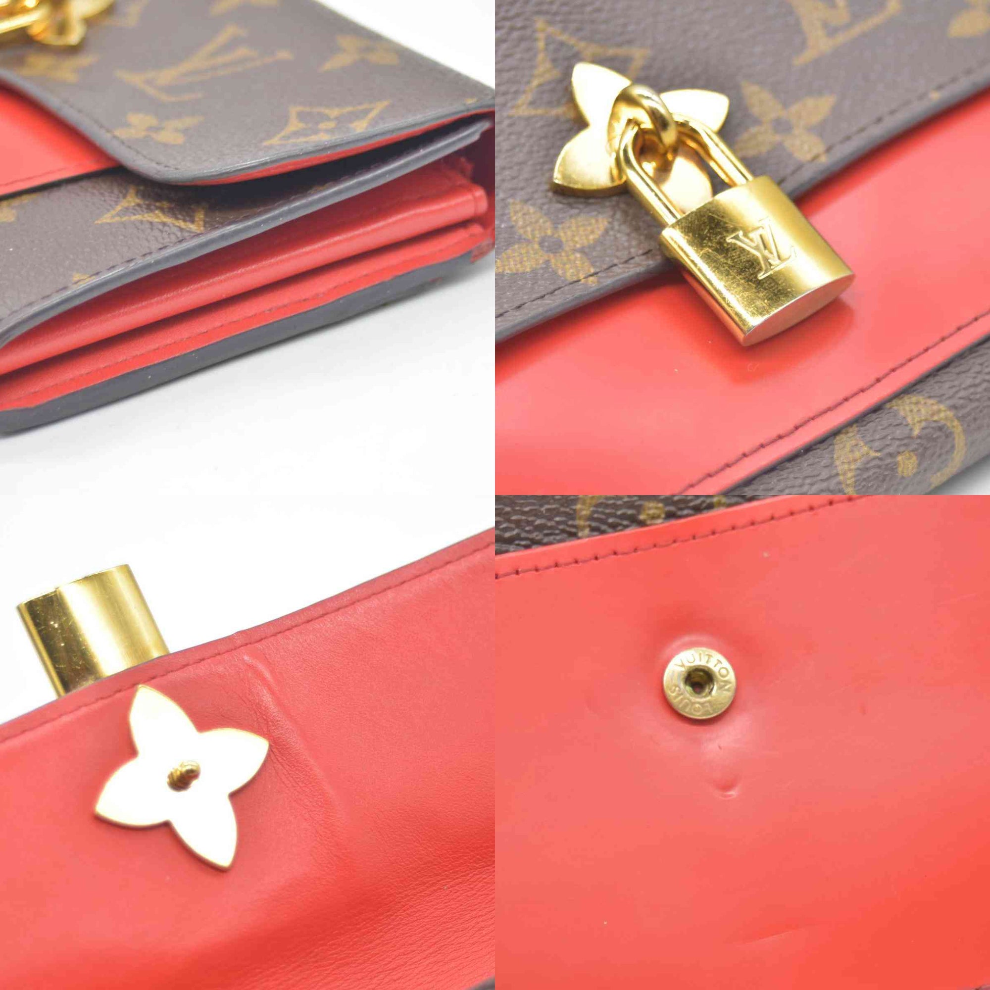 Louis Vuitton Monogram Flower Lock Long Wallet Coquelicot CA2108 CONSIGNMENT