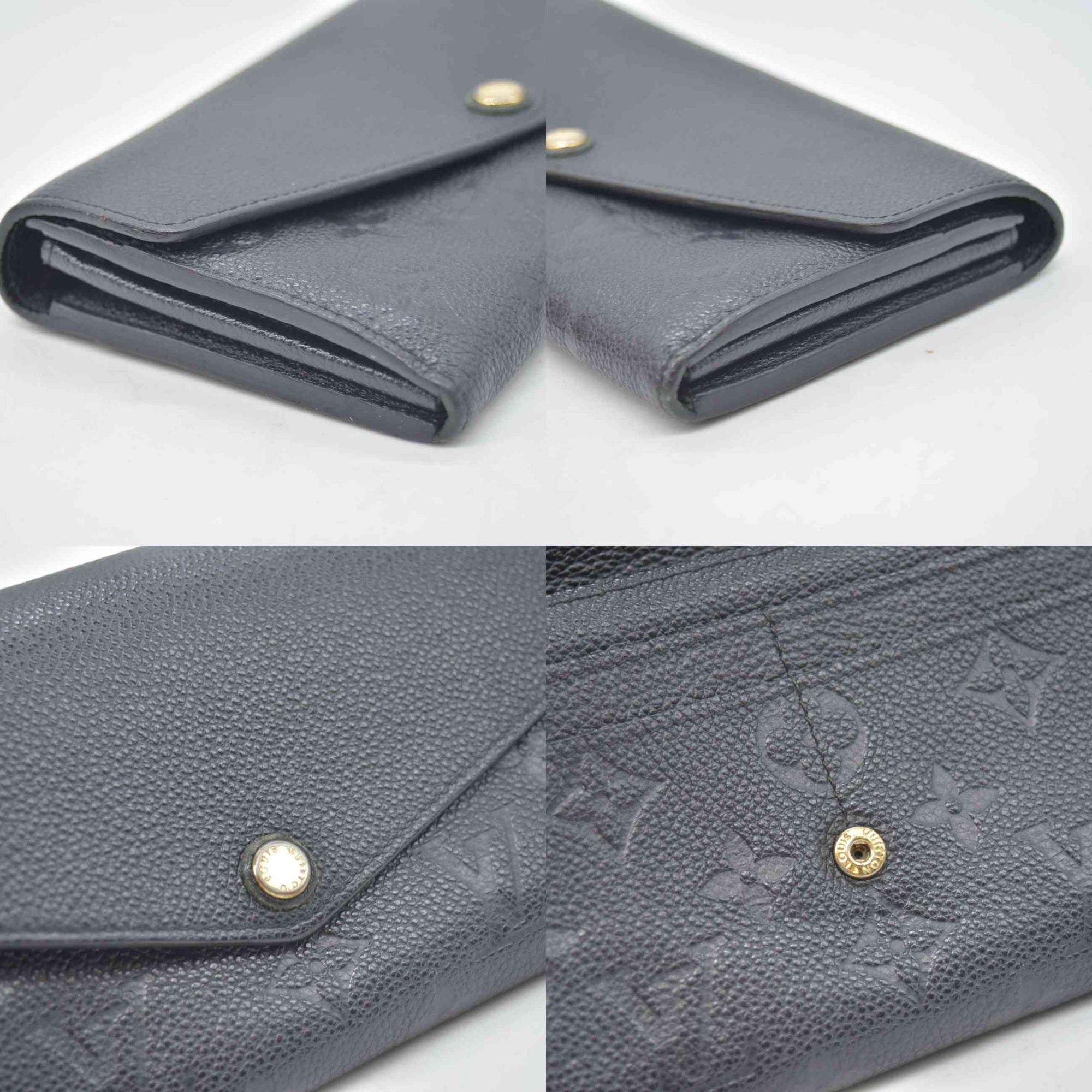$1060 2016 Louis Vuitton Empreinte Sarah Wallet NM Black CA2116