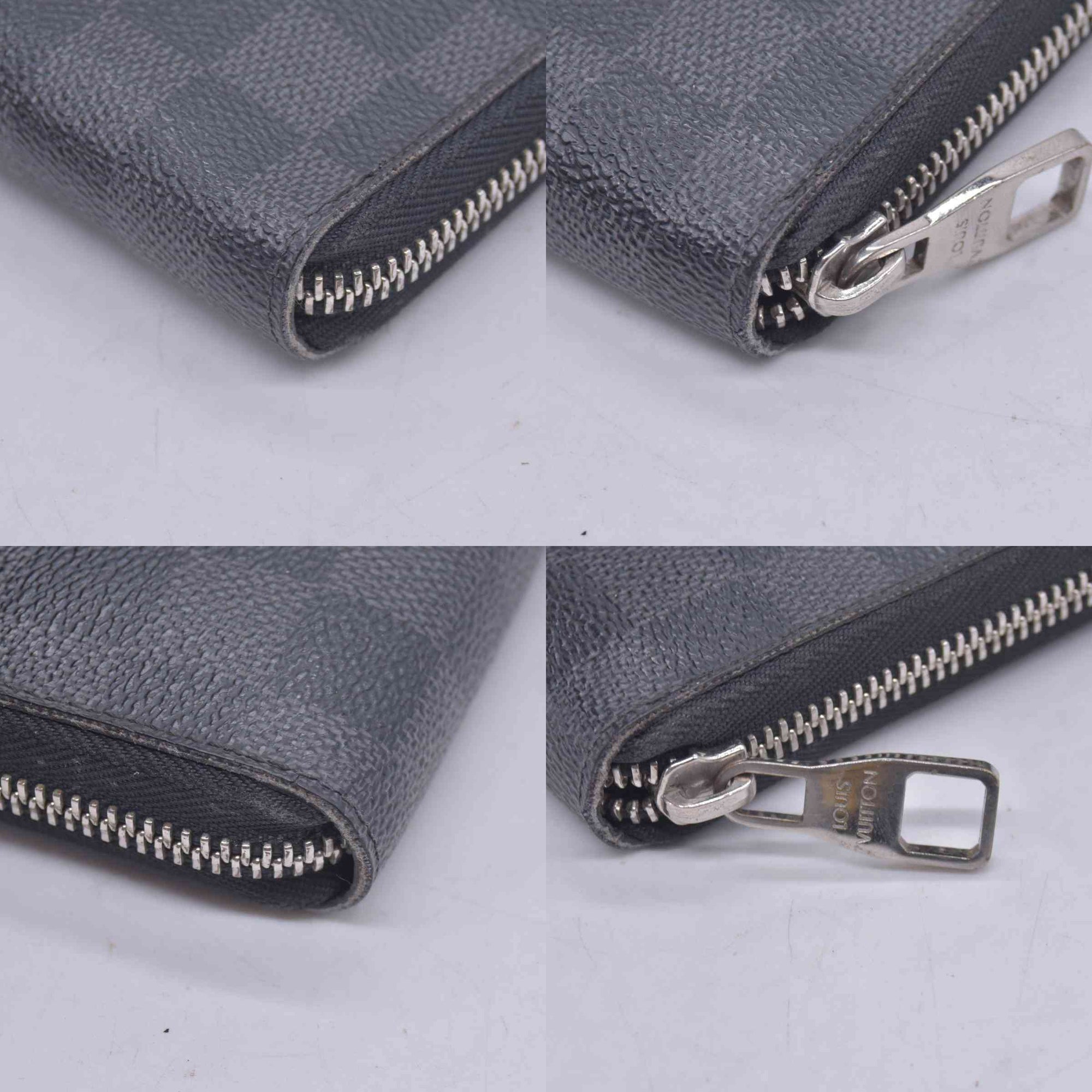 $950 LOUIS VUITTON Damier Graphite Zippy Organizer Wallet Black / Grey CONSIGNMENT 10021567