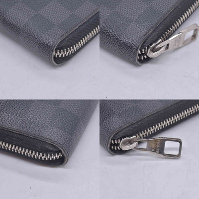 $950 LOUIS VUITTON Damier Graphite Zippy Organizer Wallet Black / Grey CONSIGNMENT 10021567