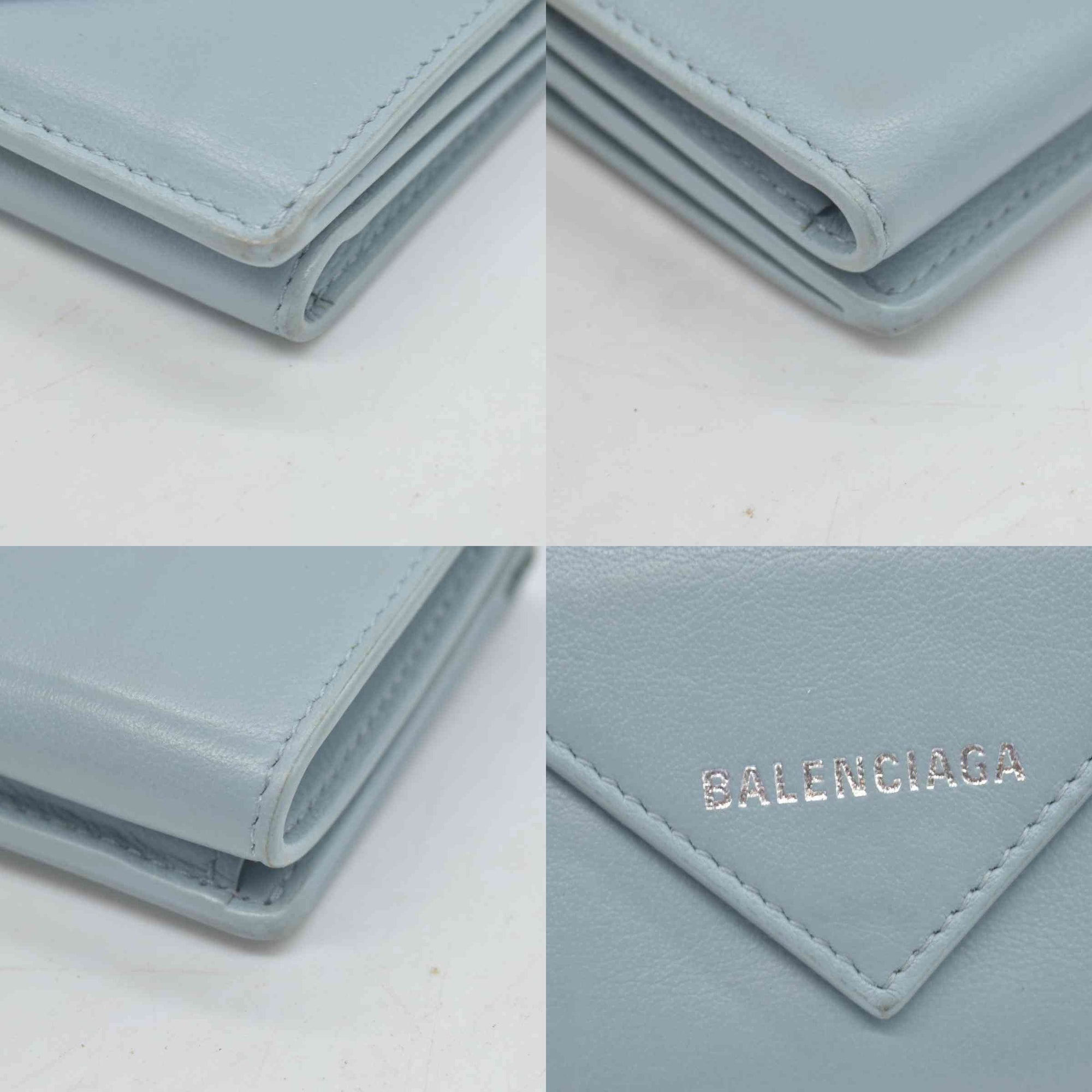 Balenciaga Leather Compact Wallet Blue CONSIGNMENT