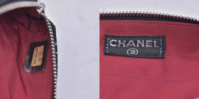 $480 CHANEL Old Travel Line Pencil Case Cosmetic Pouch Black White CONSIGNMENT 10021626