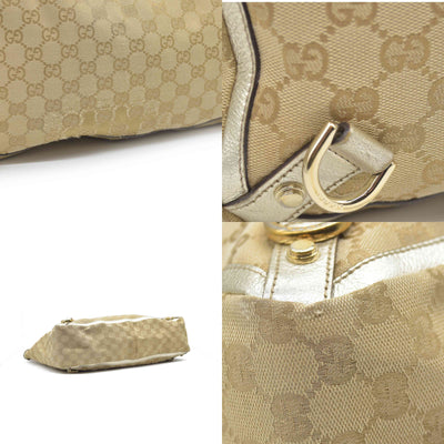 Gucci Monogram Large Abbey Tote Metallic Gold