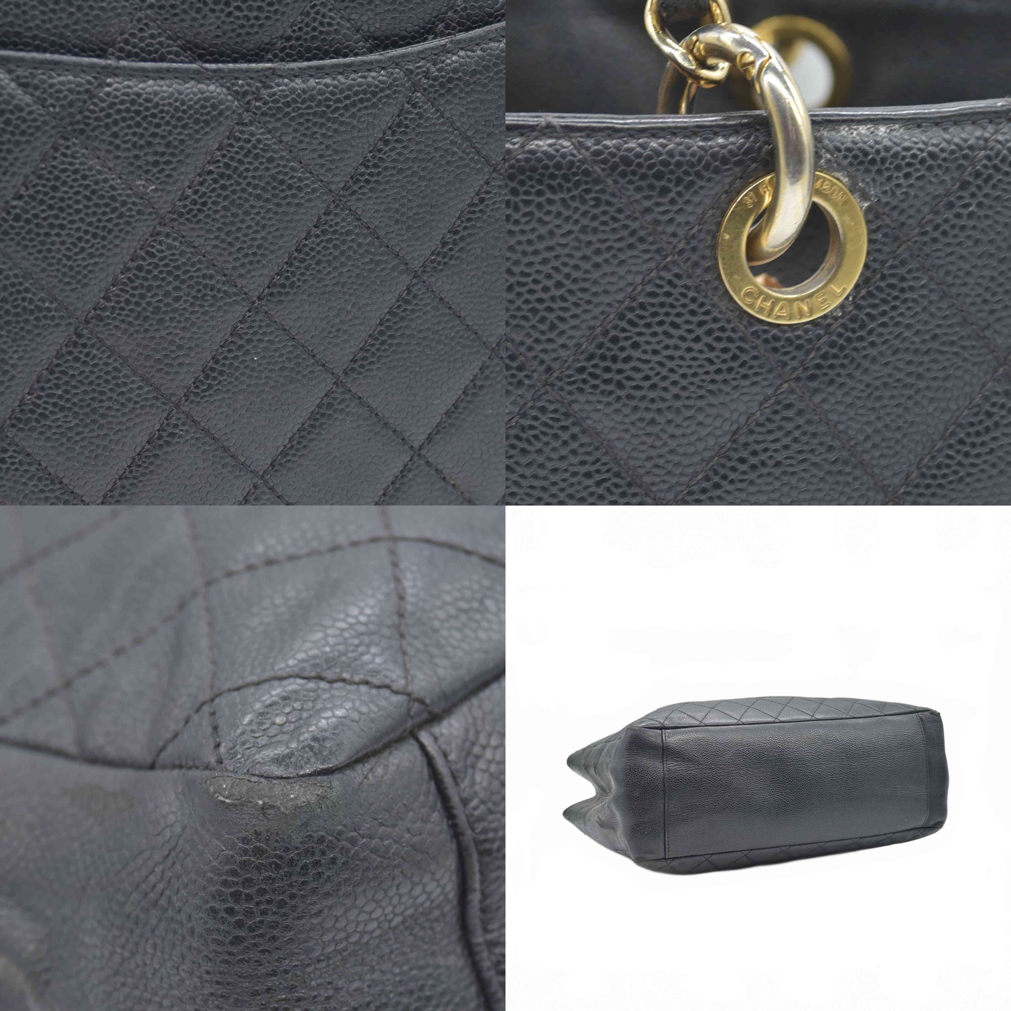 $2900 2010 Chanel Grand Shopping Tote (GST) Black Caviar