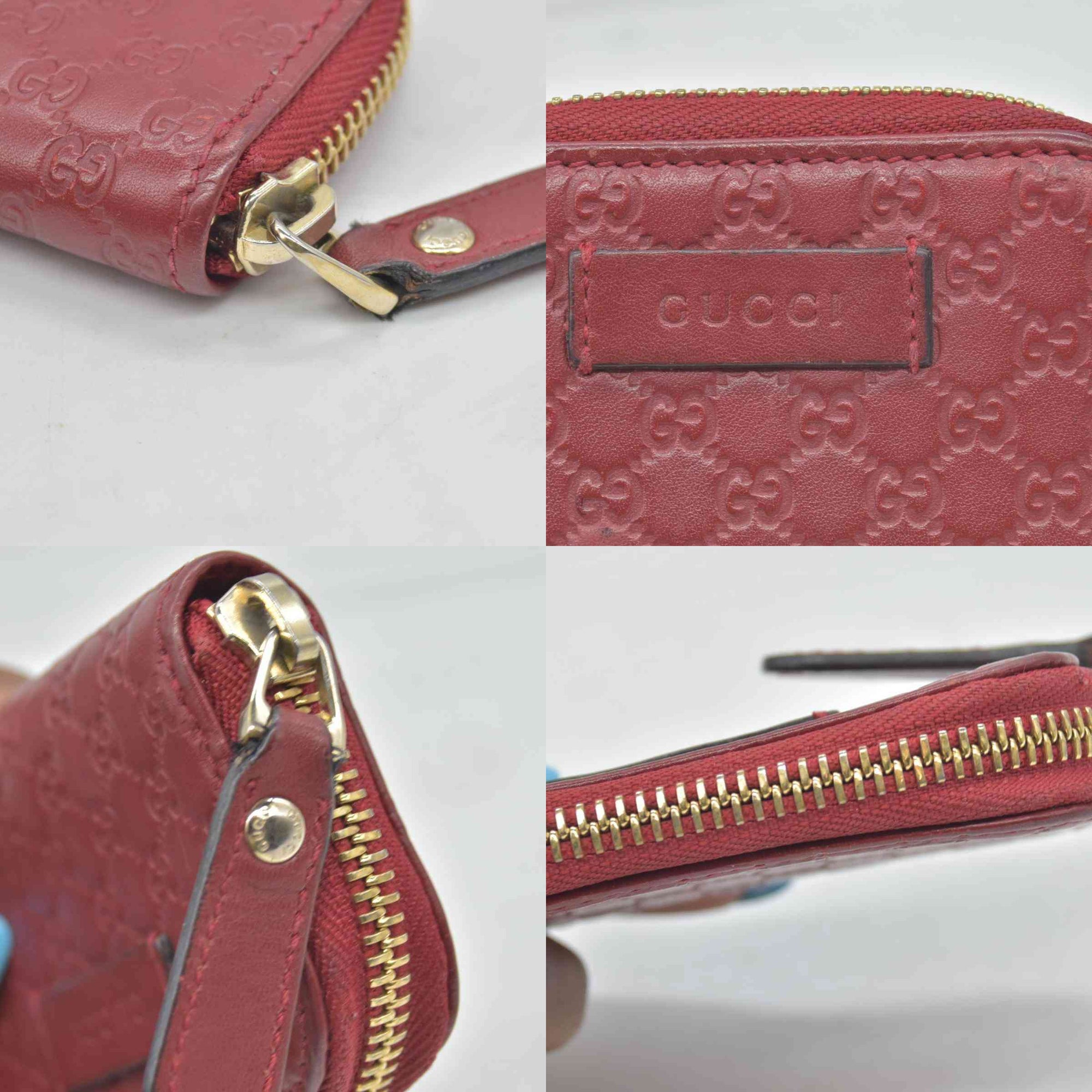 $390 Gucci Microguccissima Zip Around Key Case Red CONSIGNMENT