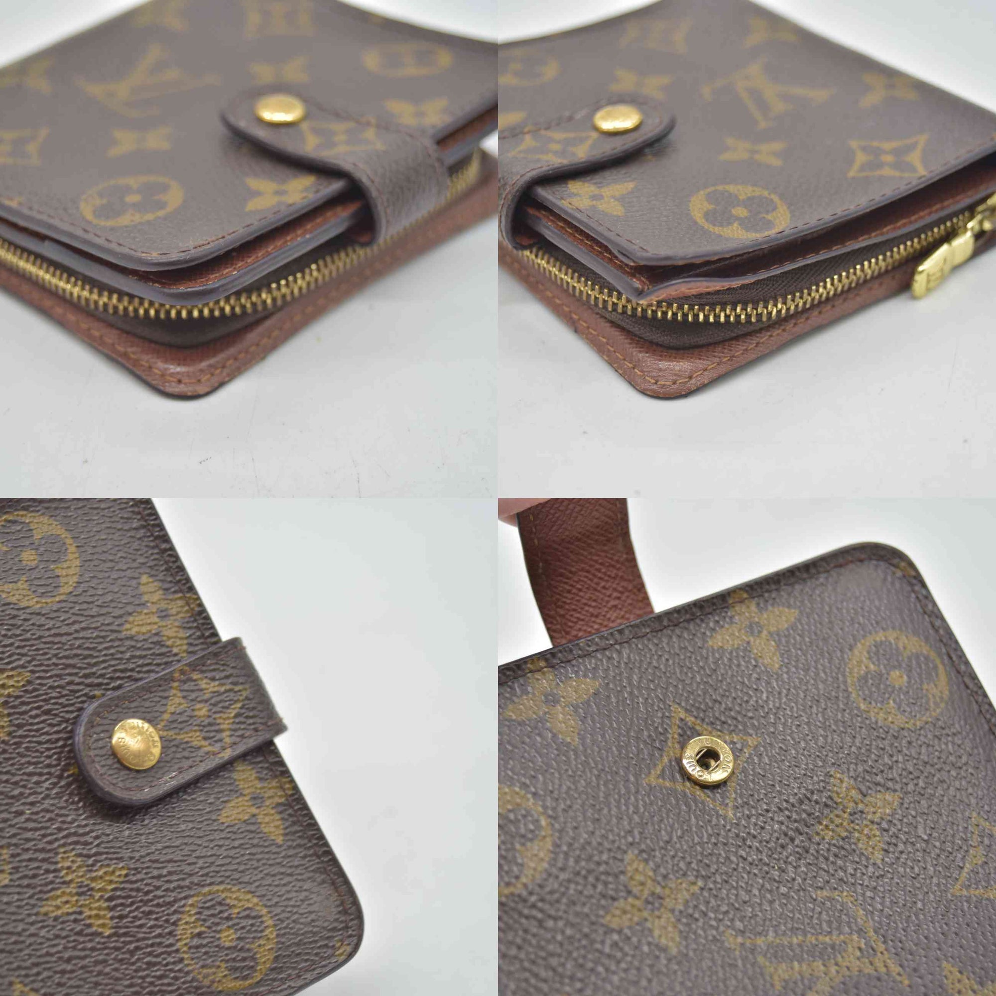 $590 2000 Louis Vuitton Monogram Compact Zippe Zipped Wallet CA0090 CONSIGNMENT
