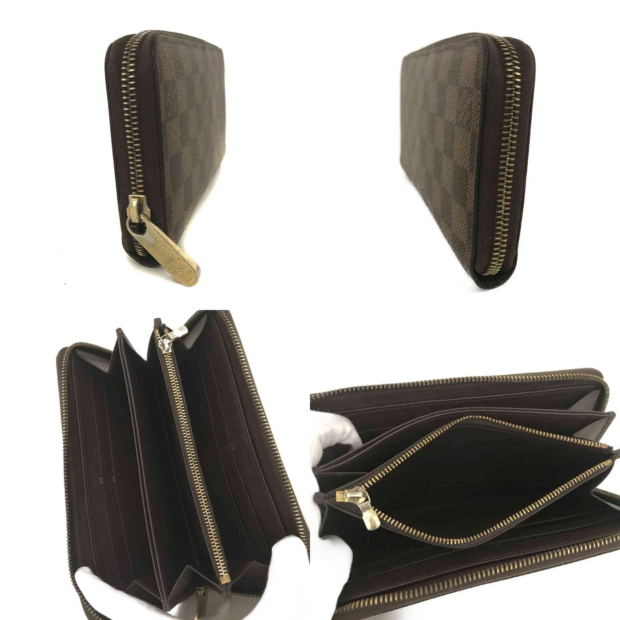 $915 2012 Louis Vuitton Damier Zippy Zip Around Long Wallet Purse Brown MI4182