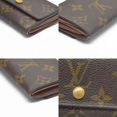 $345 Louis Vuitton Monogram Porte Monnaie Plat Coin Purse Wallet Brown MI0065