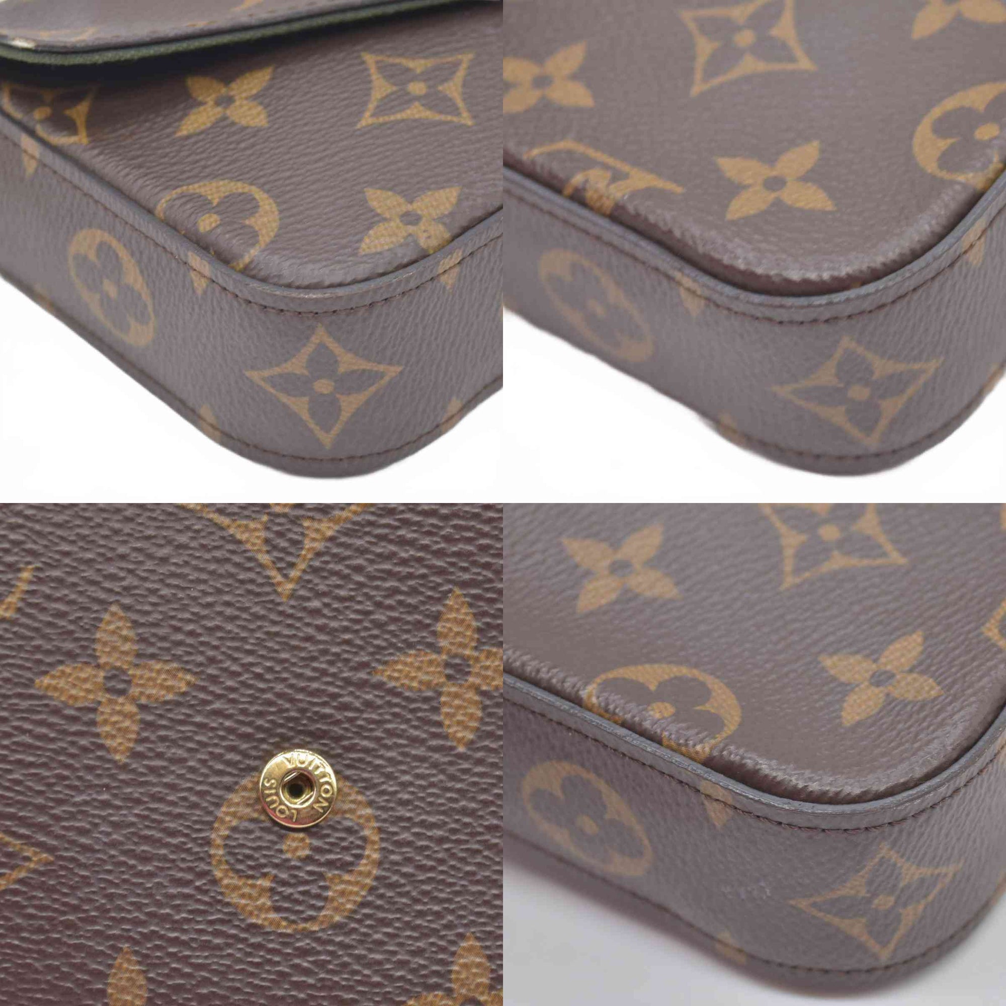 $1760 RFID Louis Vuitton  Monogram Felicie Strap & Go Kaki