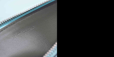 $1000 CHRISTIAN DIOR Sky Blue Leather Flat Pouch Wristlet CONSIGNMENT 10021433