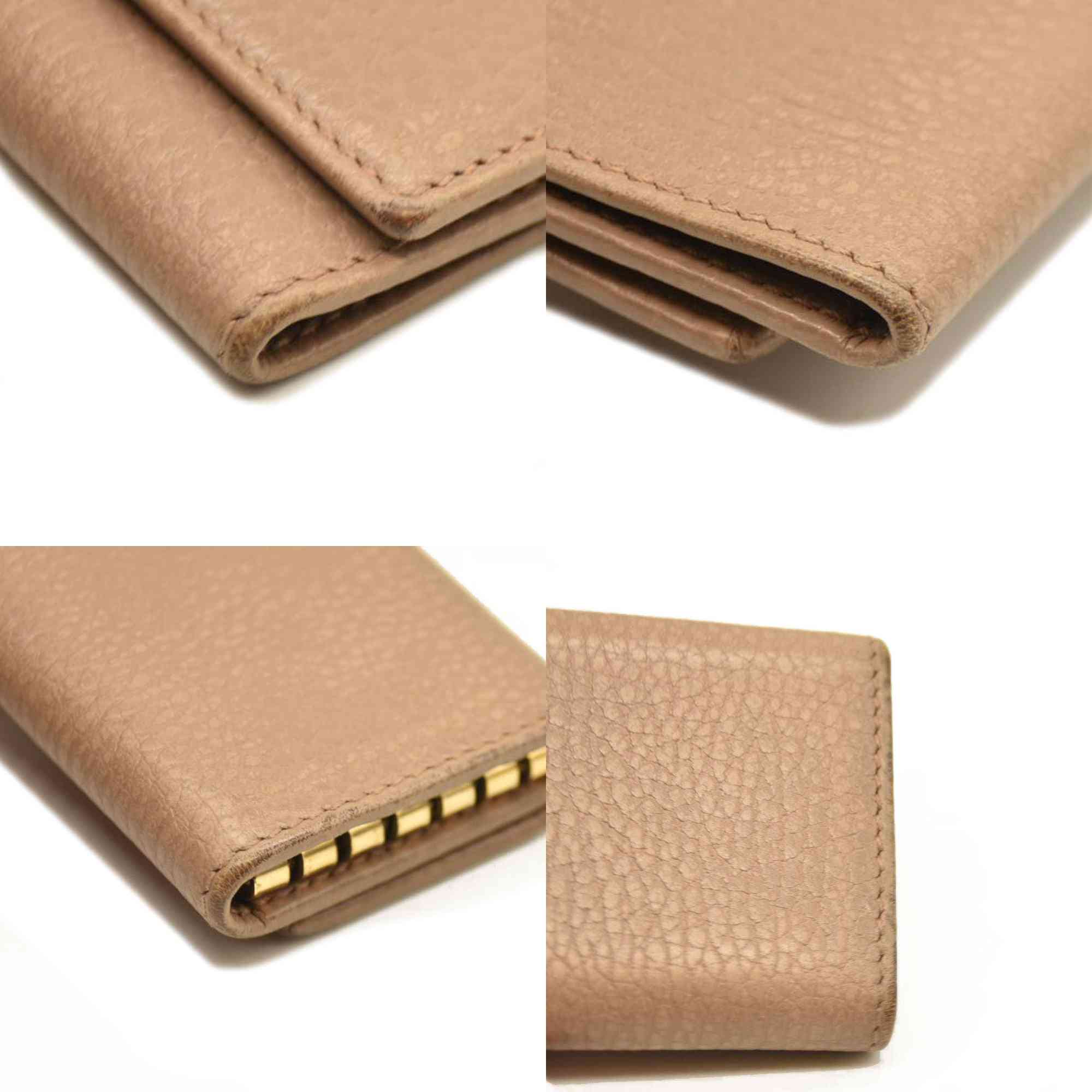 GUCCI GG Marmont Leather 6 Rings Key Case Beige