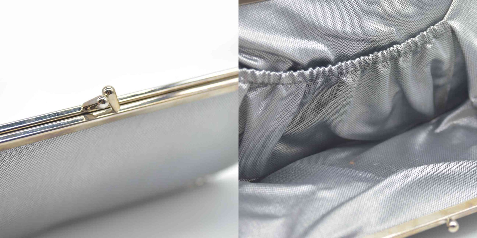 Chanel Kisslock Metallic Silver Clutch