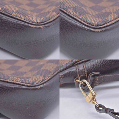 $850 1998 Louis Vuitton Damier Ebene Trousse Make Up Bag Pochette NO0928 CONSIGNMENT 10021081