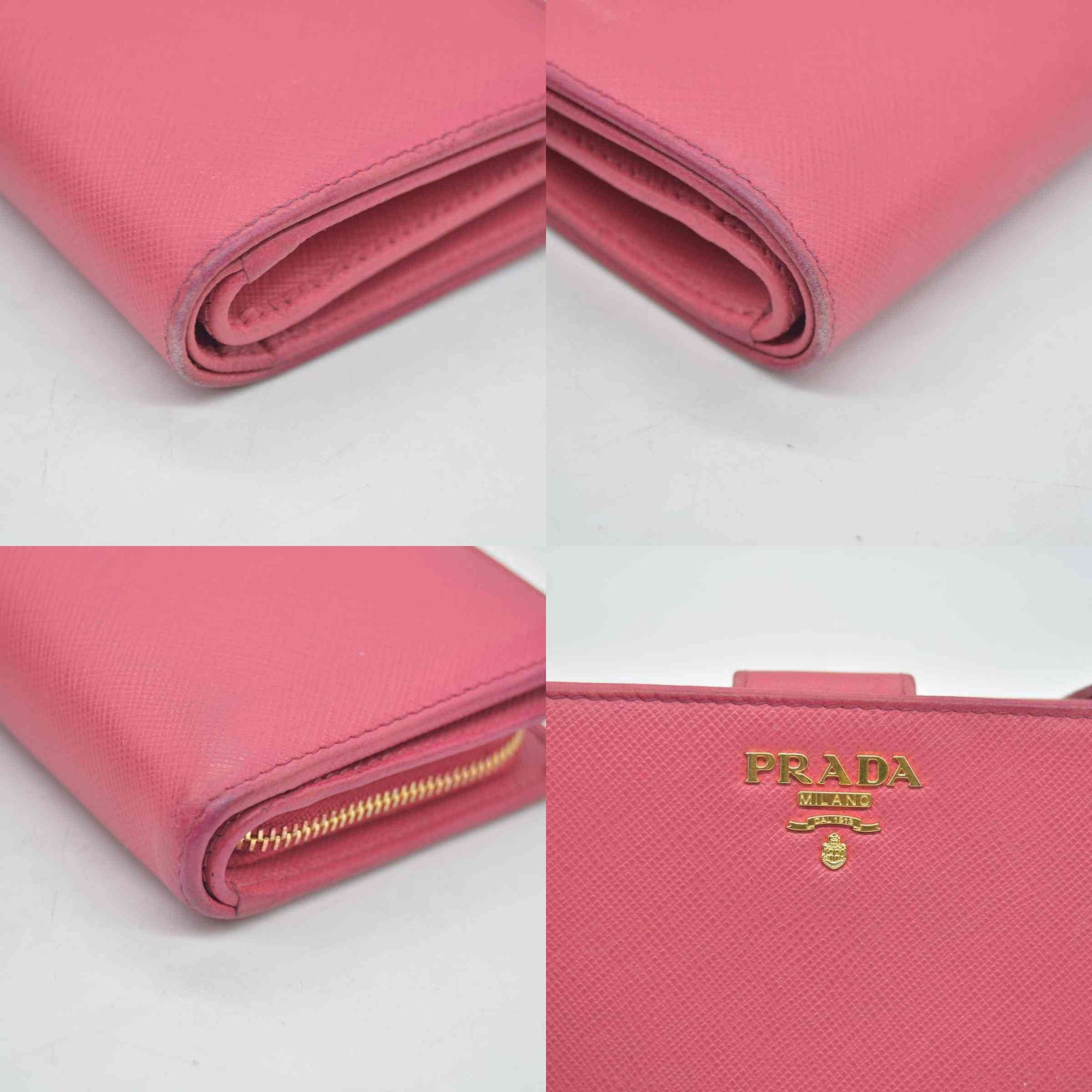 $650 PRADA Saffiano Compact Wallet Pink CONSIGNMENT